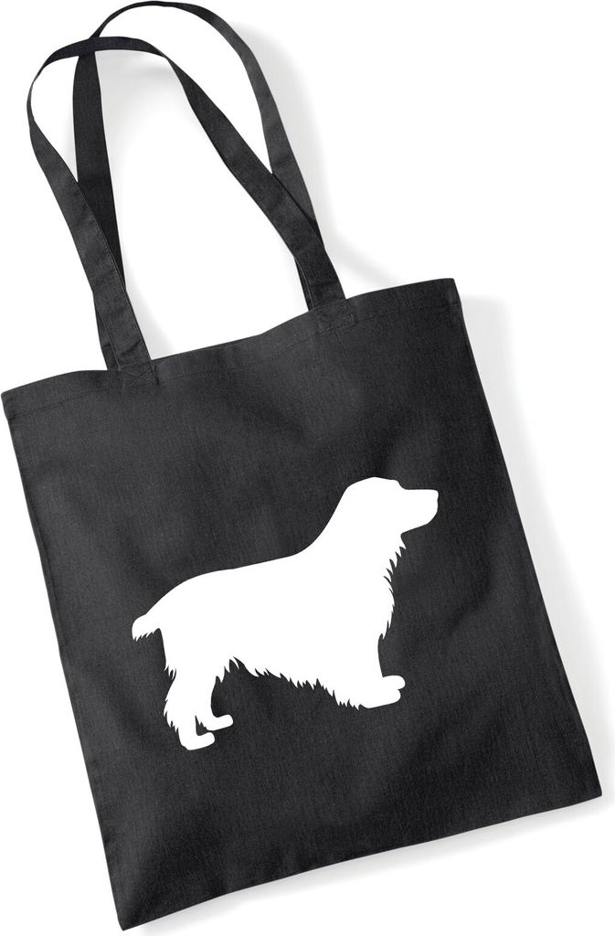 Huuraa Jutebeutel English Cocker Spaniel Silhouette Geschenk 10 Liter Black Baumwolle English Cocker Spaniel Präsent