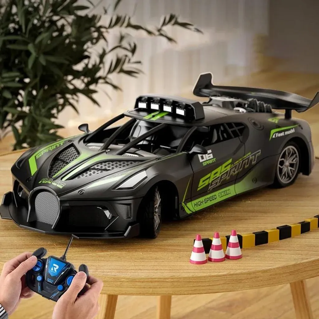 Voiture de sport RC pour enfant et adulte drift 20m de portée modèle vert