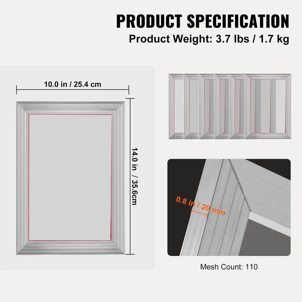 Cadre de Sérigraphie Professionnel 25x35 cm Maille 110 - Ensemble de 6 - 7