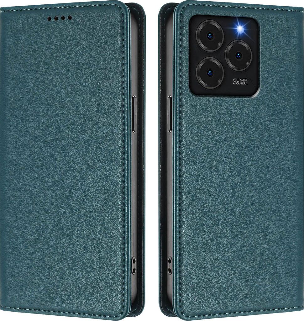 Handyhülle für Ulefone Note 20 Pro, Kunstleder Klapphülle Stoßfeste Magnetische Hülle mit Ständer Grün
