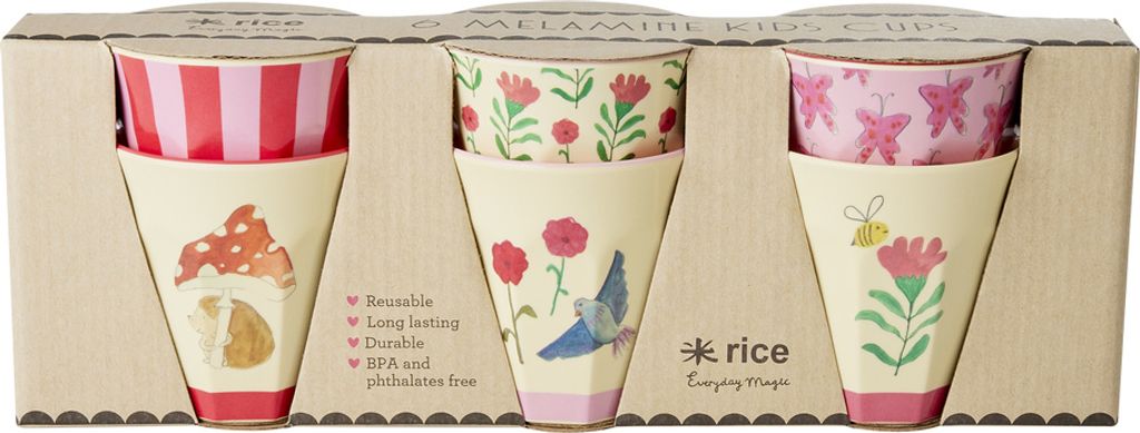 Rice Melamin Cups - Pink Happy Forest Print Small 6er-SET Produktbild 