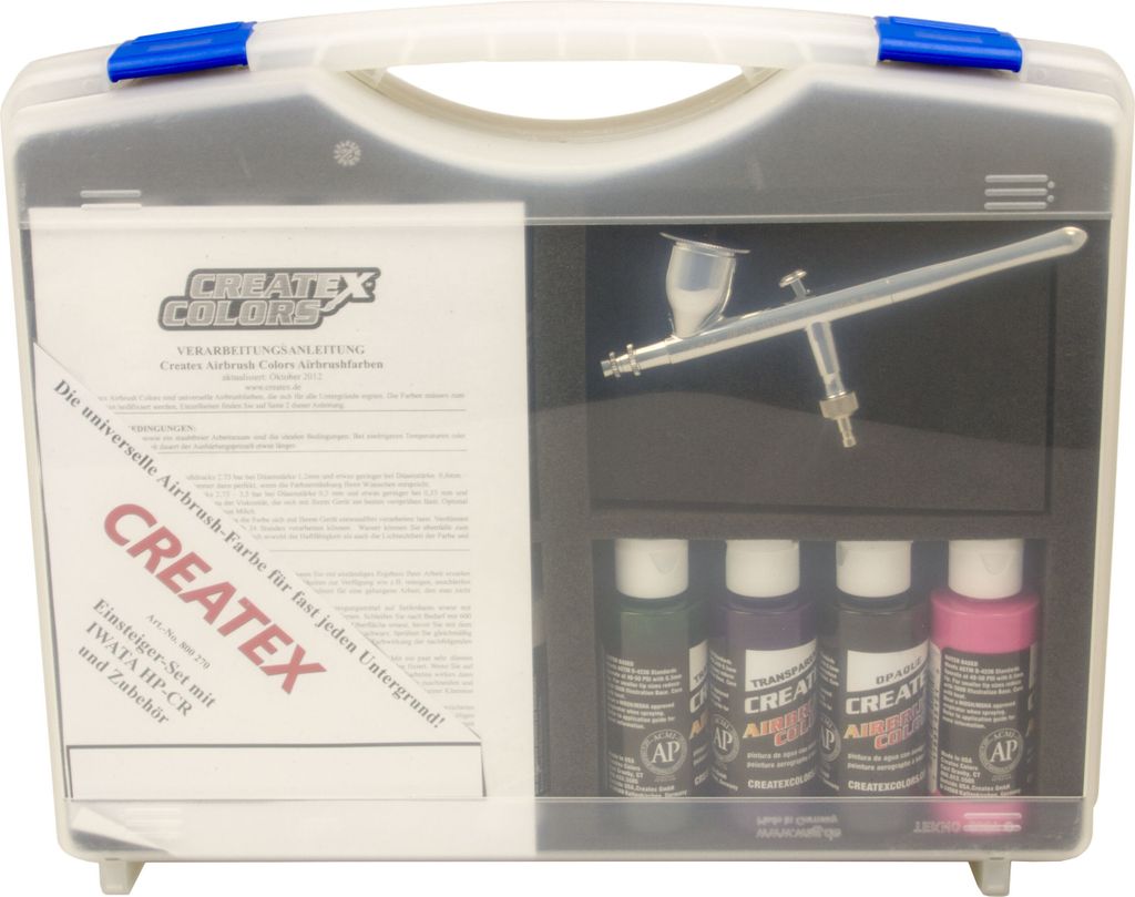 Einsteigerkoffer Airbrushpistole IWATA Revolution HP-CR Createx Airbrush Farben