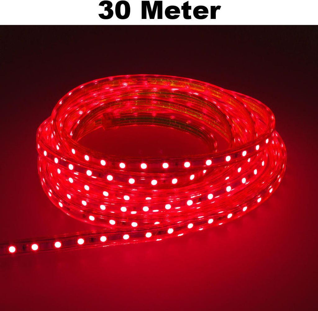 Leuchtstreifen SMD2835 60 LED/Meter LED Strip Stripe Lichtleiste Lichterkette Lichtband Lichtstreifen Band Rot 30 Meter Länge Komplett Set