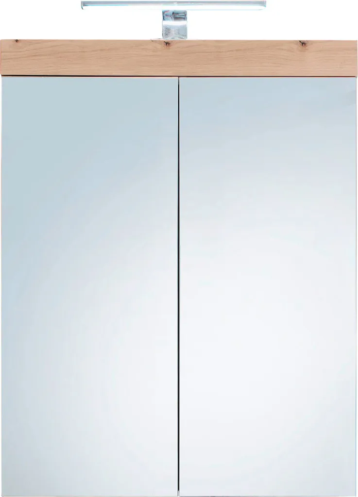AmandaMando Armoire de Toilette avec Miroir 2 Portes Chêne Clair