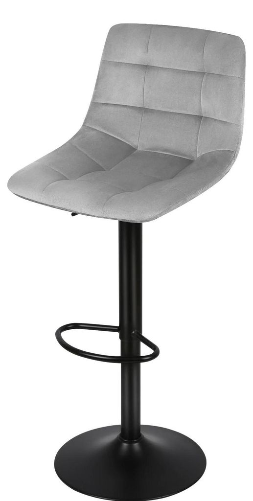 Barhocker - Höhenverstellbar Drehbar - Gepolsterter Veloursbezug - Metallgestell - Modern Minimalistisch - Für Kücheninsel & Tresen - Hellgrau
