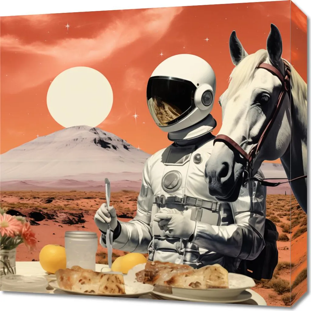 Quadro da Cucina 50x50cm Pranzo su Marte - Tela Canvas Moderna