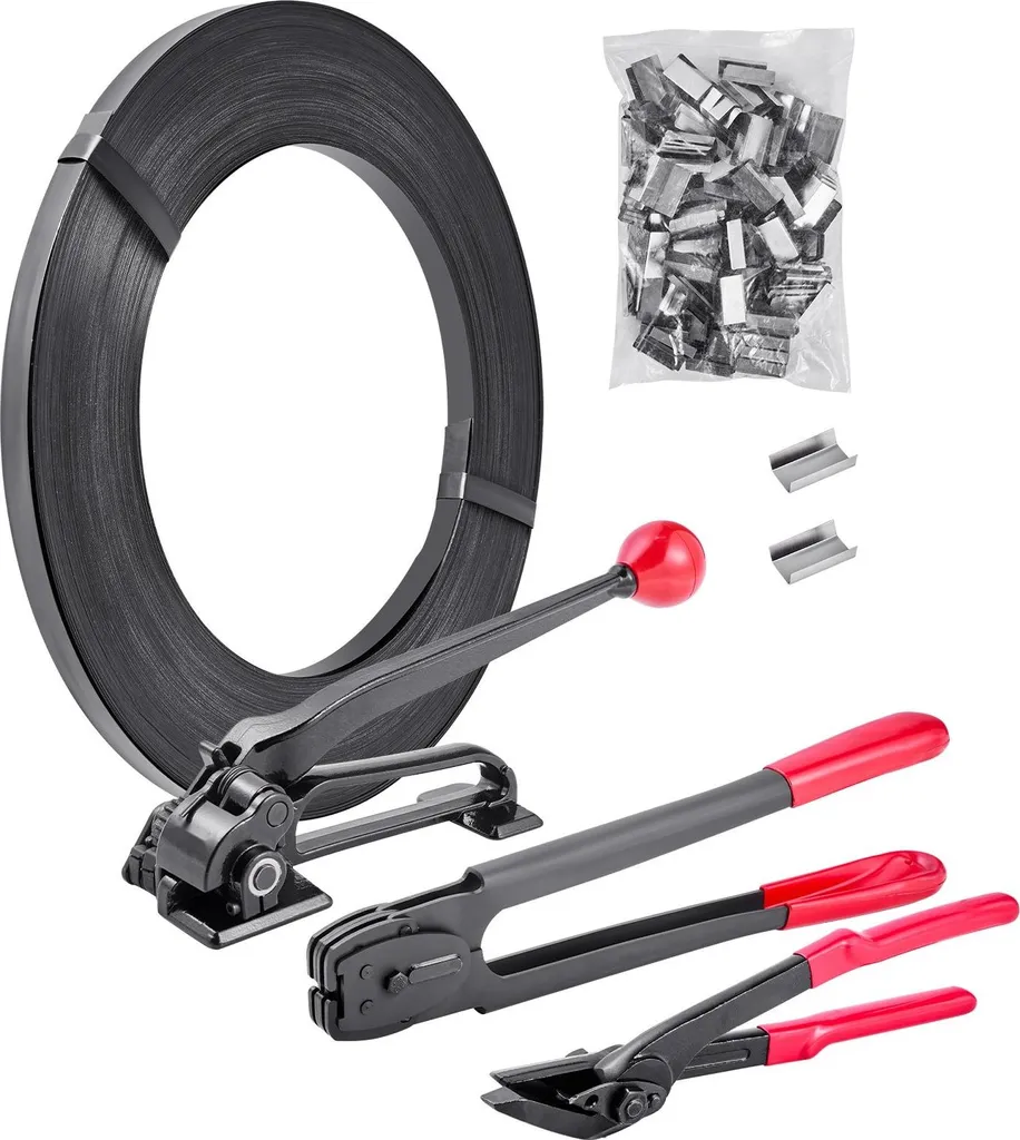 Kit cerclage bande acier haute tension avec pinces et 300 joints