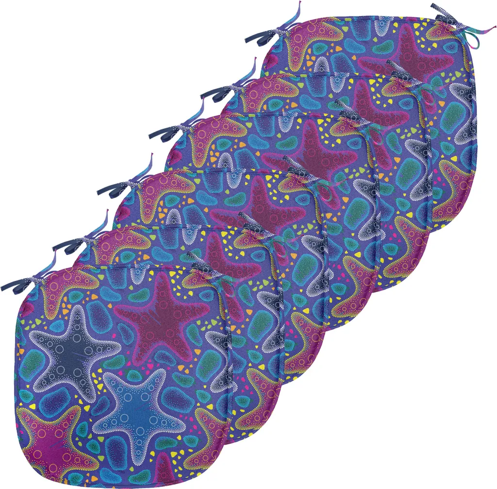 Coussins pour Chaises de Cuisine 40 cm avec Attaches Lot de 6 Turquoise