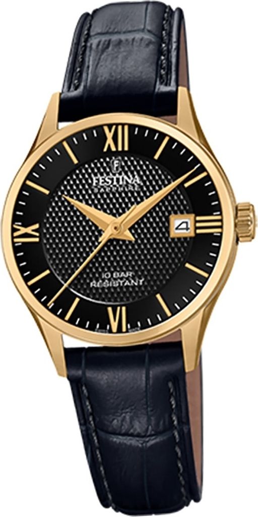 Festina Leder Damen Uhr F20011/4 Armband-Uhr schwarz Swiss Made D2UF20011/4