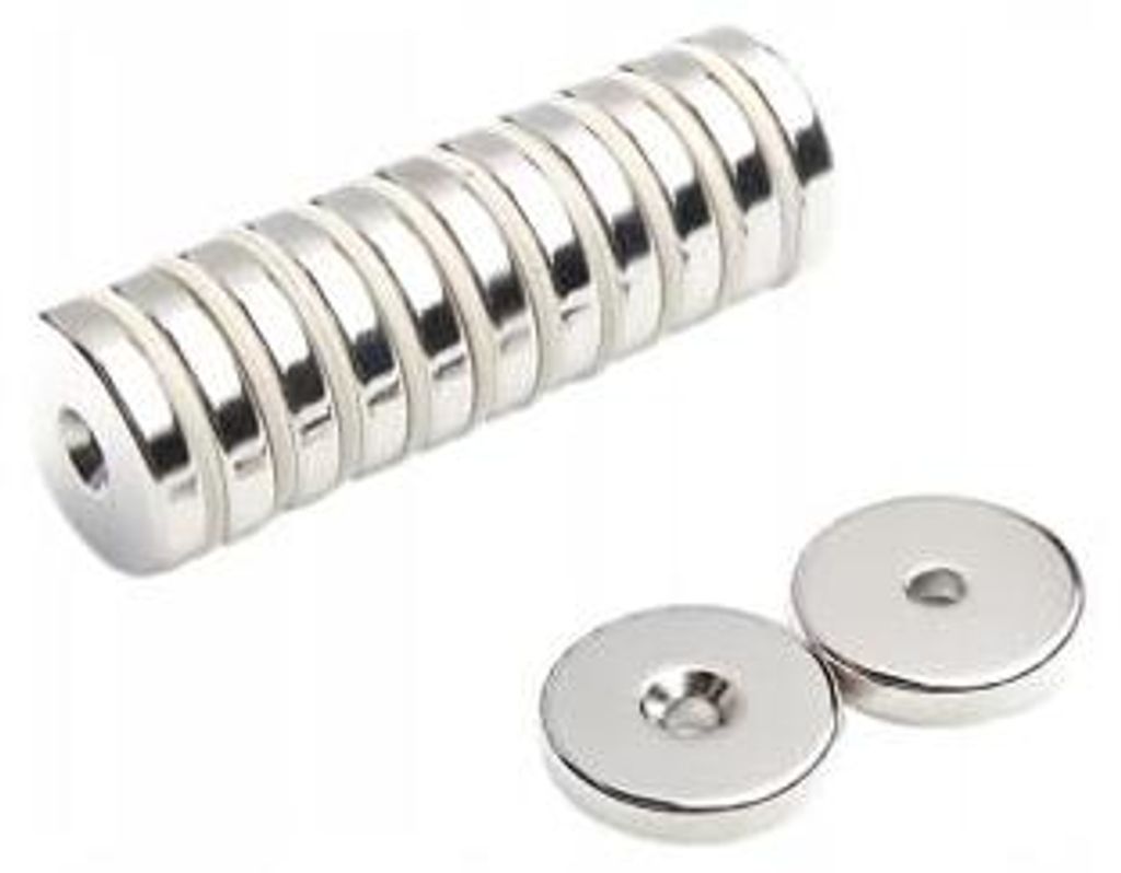 Neodym-Ringmagnet MP 25x(7x3,5)x4 N38 für Schrauben, 25 Stück