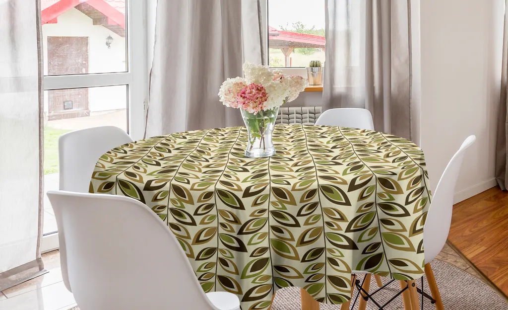 Tovaglia rotonda con nappe a quadri, in cotone e lino, per