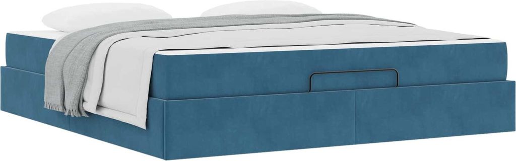 vidaXL Bettgestell mit Matratze 2 pcs Blau Samt