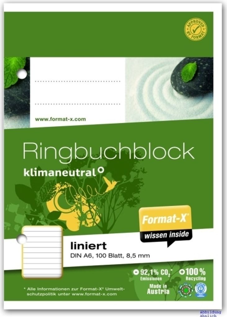 Ringbuchblock A6 70g 100 Blatt 9mm liniert