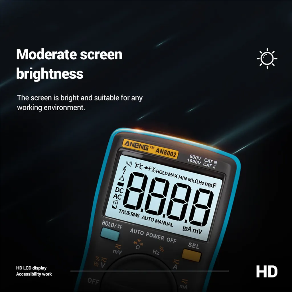 Multimètre Numérique True RMS 6000 Counts avec Testeur de Diode et AC/DC