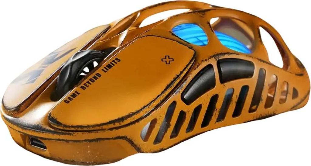 GravaStar Mercury X Pro Kabellose Gaming-Maus 32000 DPI, 8000 Hz, Wired/Bluetooth 5.1/2.4GHz Wireless, Special Edition Battle Worn-Yellow