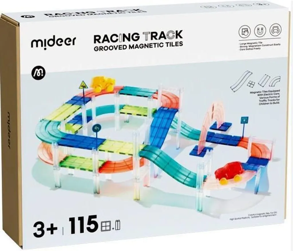 Circuit de Course Magnétique 115 Pièces : Jeu de Construction Créatif Enfant