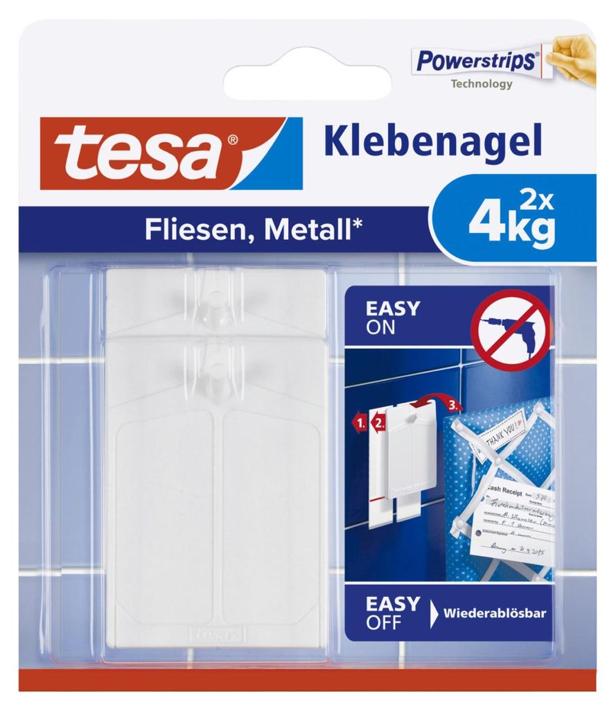 Tesa 77766-00000 1x2 Tesa Clou adhésif pour carrelage et Image du produit 