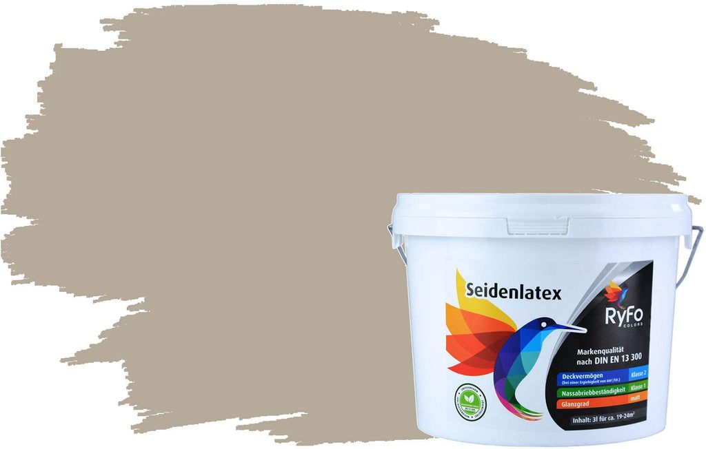 RyFo Colors Seidenlatex Trend Grautöne Kieselgrau 3l - bunte Innenfarbe, weitere Grau Farbtöne und Größen erhältlich