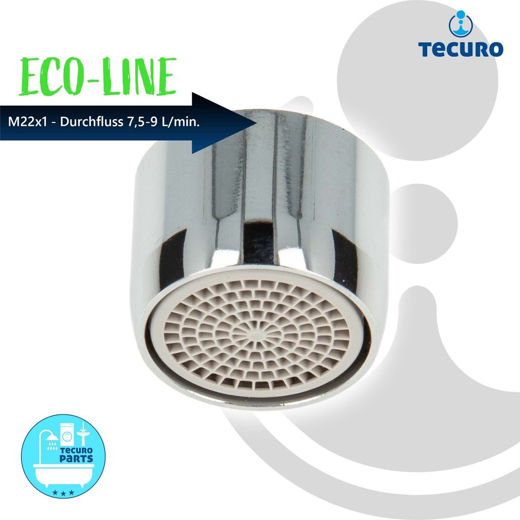 tecuro ECO SPAR Mischdüse - Strahlregler M22x1 IG, Durchflussklasse Z: 7,5 - 9,0 l/min, verchromt