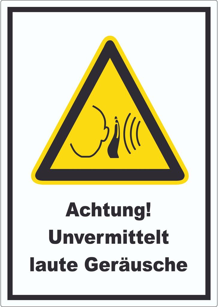Achtung Unvermittelt laute Geräusche Aufkleber A7 (74x105mm)