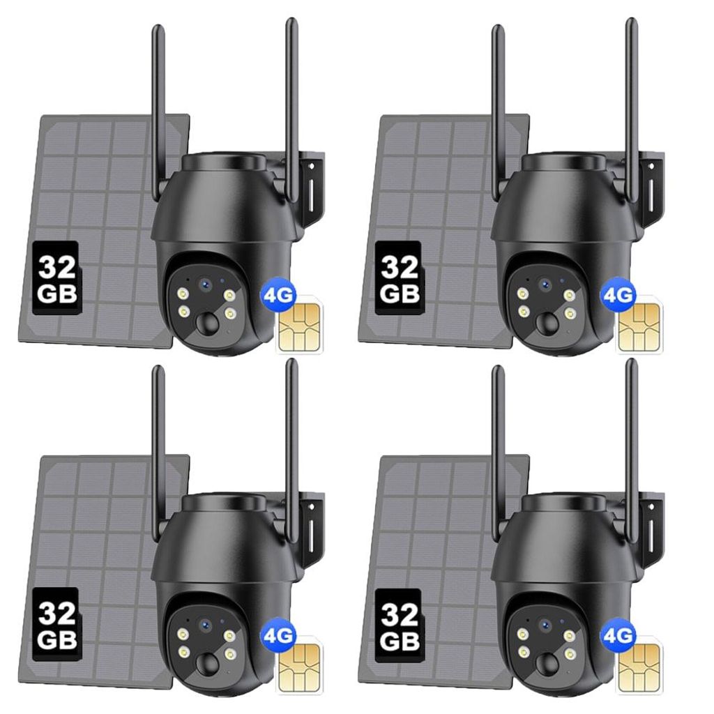 Überwachungskamera 4G LTE Überwachungskamera Aussen mit SIM Karte, Kamera Überwachung aussen mit App, 32GB Speicherkarte, Solarpanel, 2K, Nachts...
