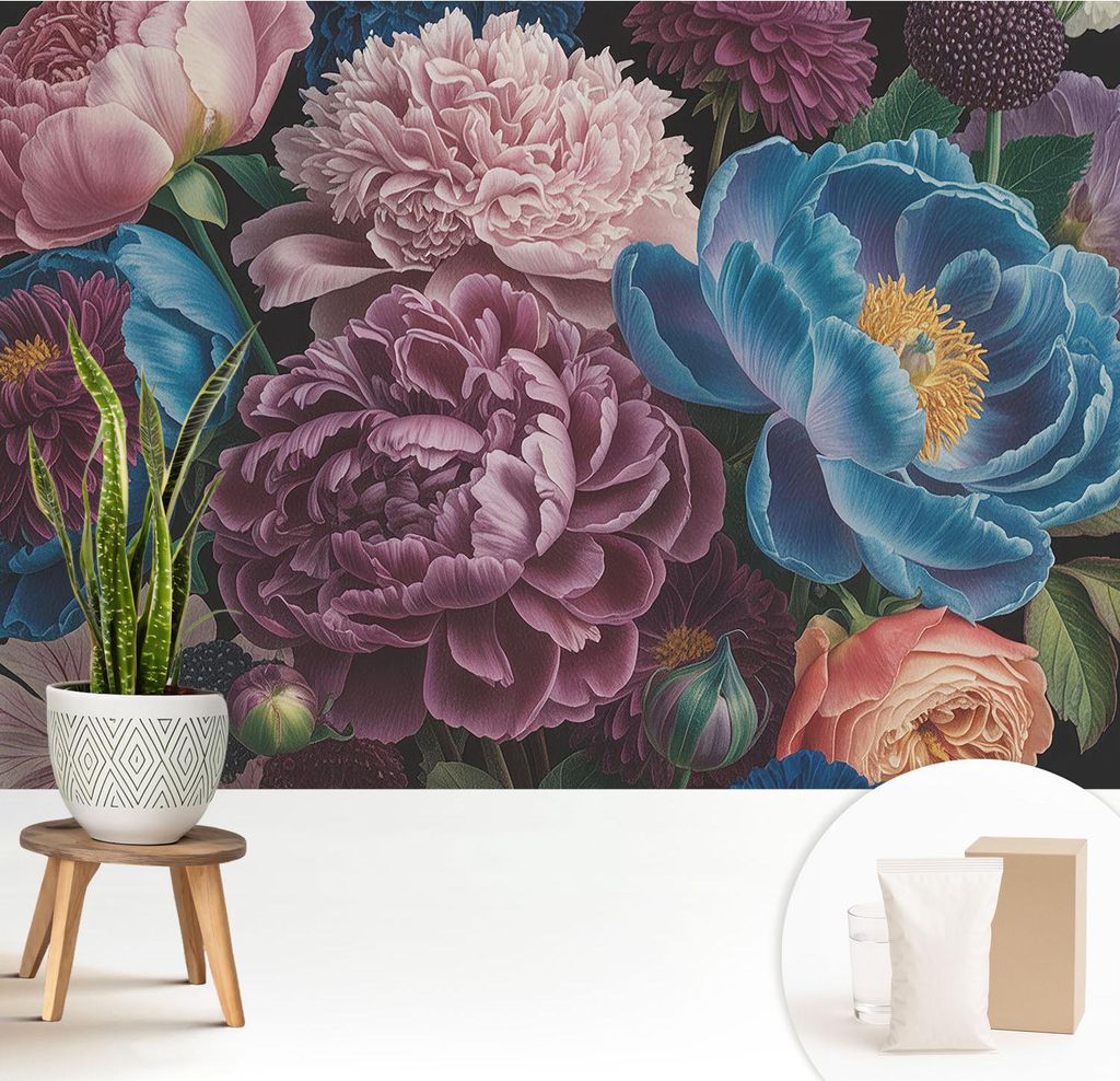 Fototapete - 208x146 cm - Tapete - Wandtapete - Wandbilder - Dekofolie - Tapete Folie - Wand - Dekoration - Wohnzimmer - Bunte Blumen