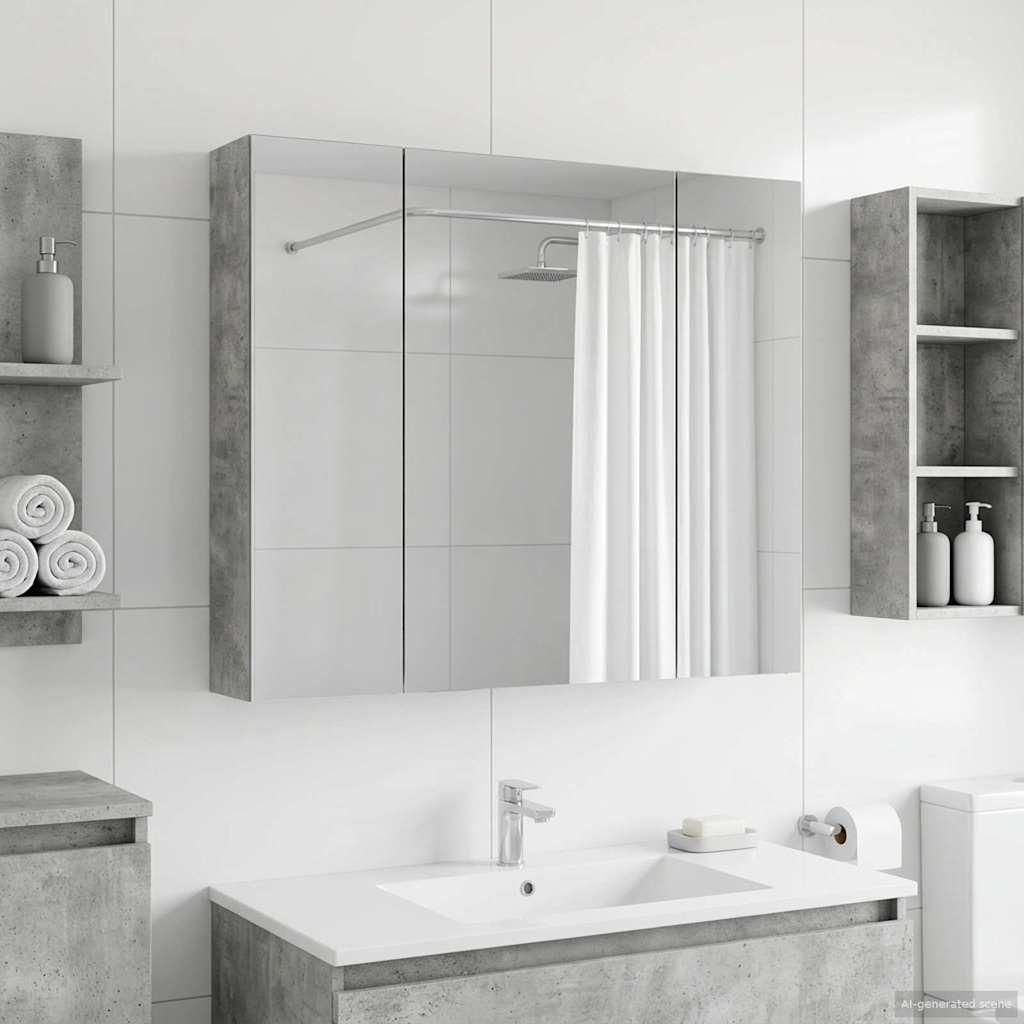 Badezimmerspiegelschrank mit Regal Beton Grau 80 x 14,5 x 70 cm - Badspiegel DE1820
