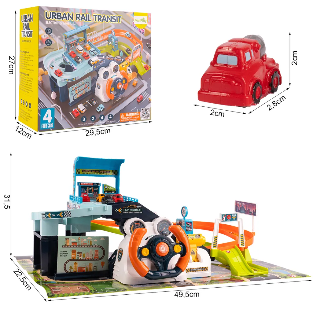MalPlay Parking Garage Manuel – Circuit Automobile 27x26x20 Cm, Sans Piles, Mécanique, Dès 3 Ans