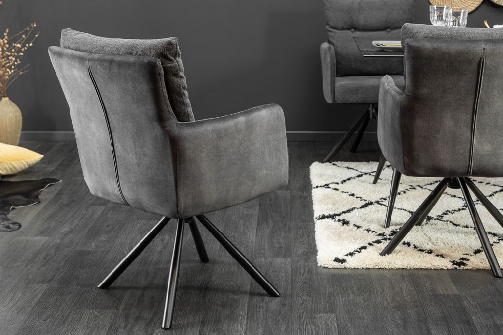 riess-ambiente Drehbarer Stuhl BIG GEORGE anthrazit Samt Produktbild 3