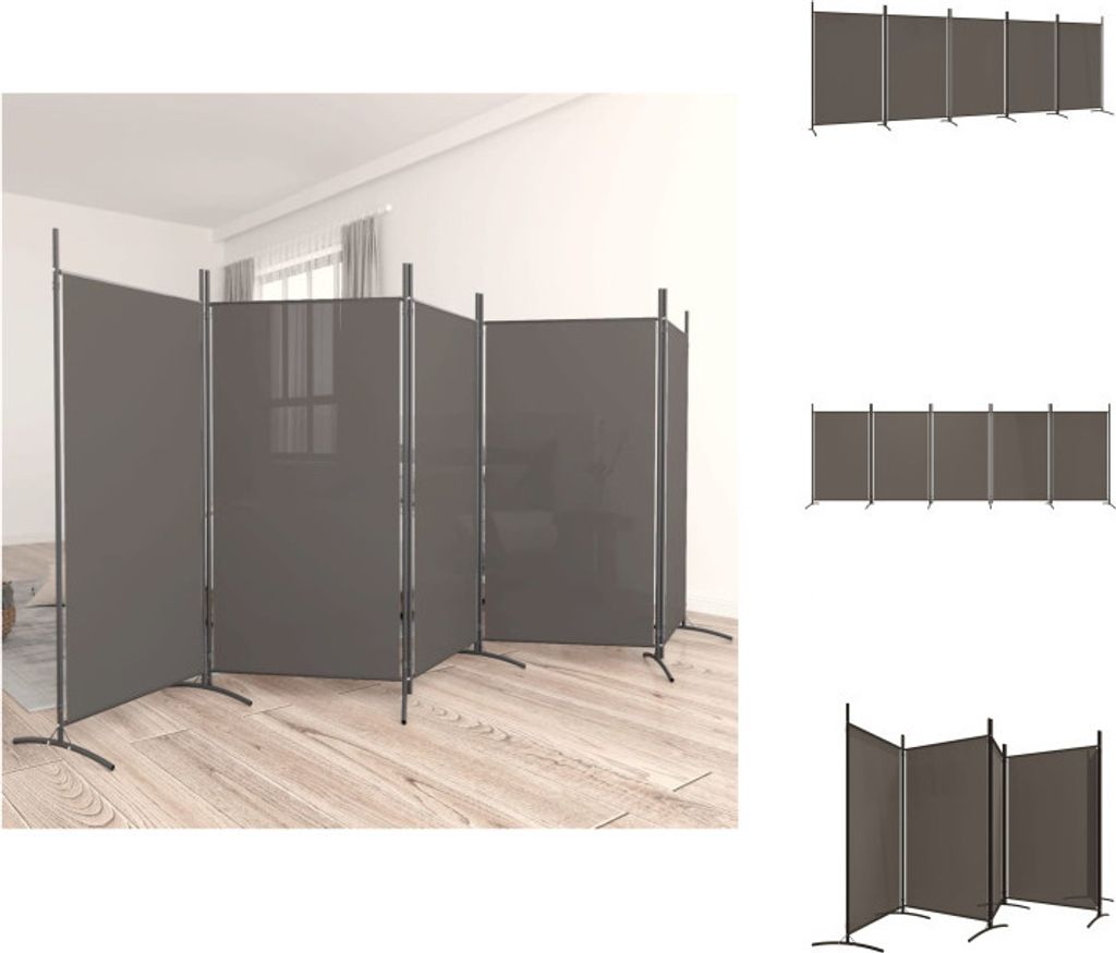 vidaXL Paravent Anthracite 5 pièces 433x180 cm Tissu - Image du produit 