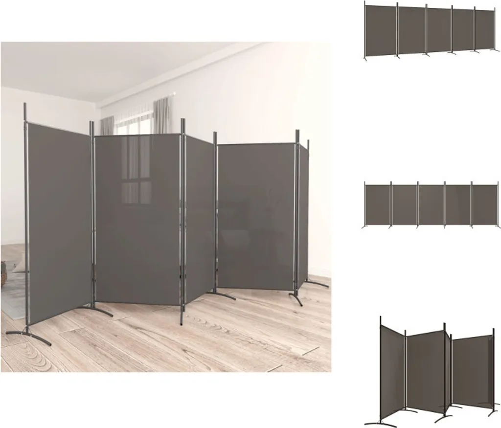 Cloison de séparation vidaXL 5 panneaux Gris Anthracite 433x180 cm Tissu