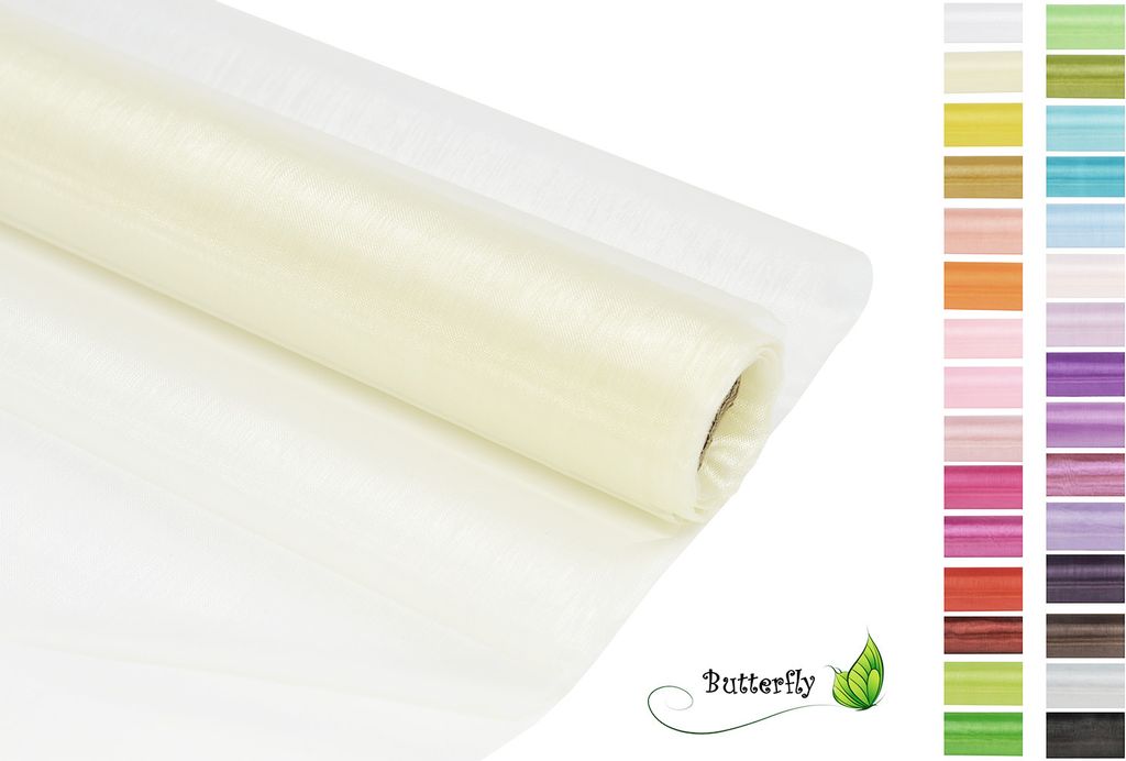9m Rolle Organza 16cm CRYSTAL, Farbauswahl:ivory / Produktbild 