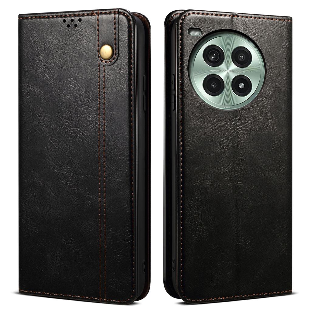 Hülle für OnePlus Ace3 Pro Leder Brieftasche Schutzhülle mit Standfunktion Schwarz
