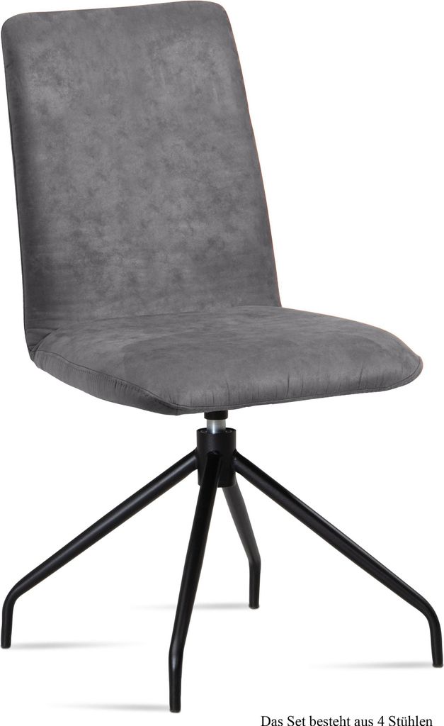 Esszimmerstuhl drehbar (4er-Set) Divona 47x92x60 Schwarz/Grau