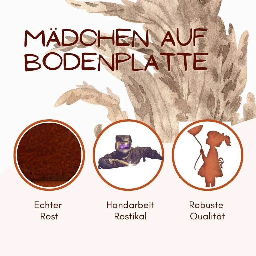 Figurine de jardin robuste métal rouillé, déco durable sans entretien