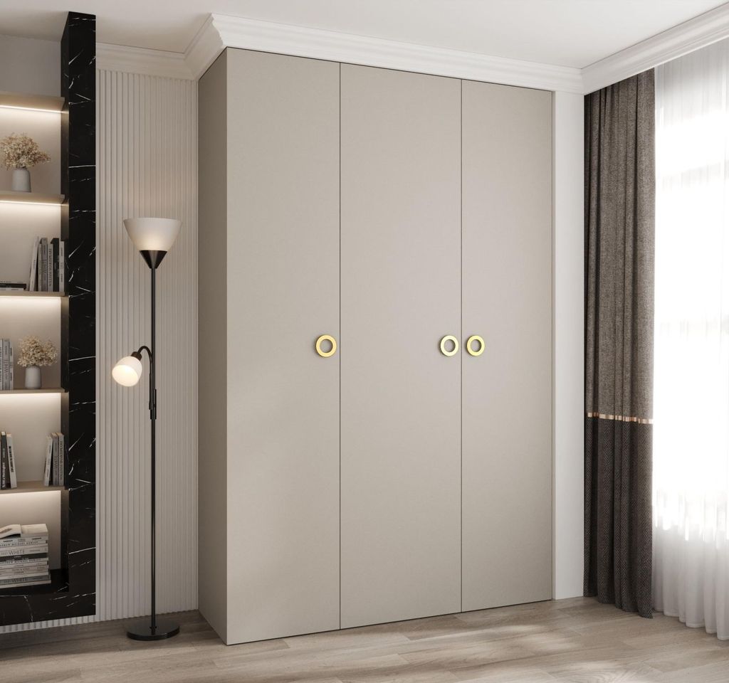 Kleiderschrank mit Regalböden 160/50 LORENA 1 - Kaschmir / Gold