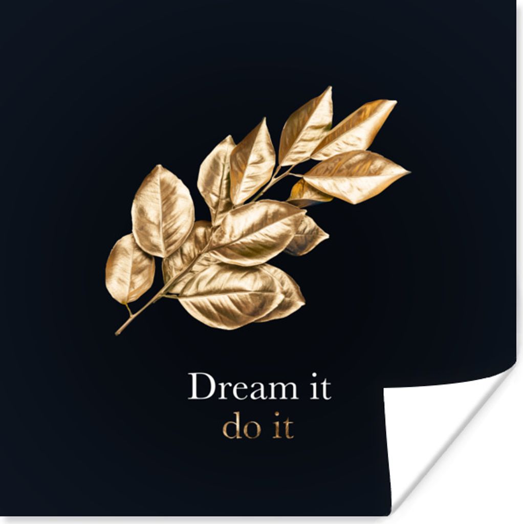 MuchoWow Poster Blätter - Zitate - Schwarz und Gold 75x75 cm - Wand Dekoration