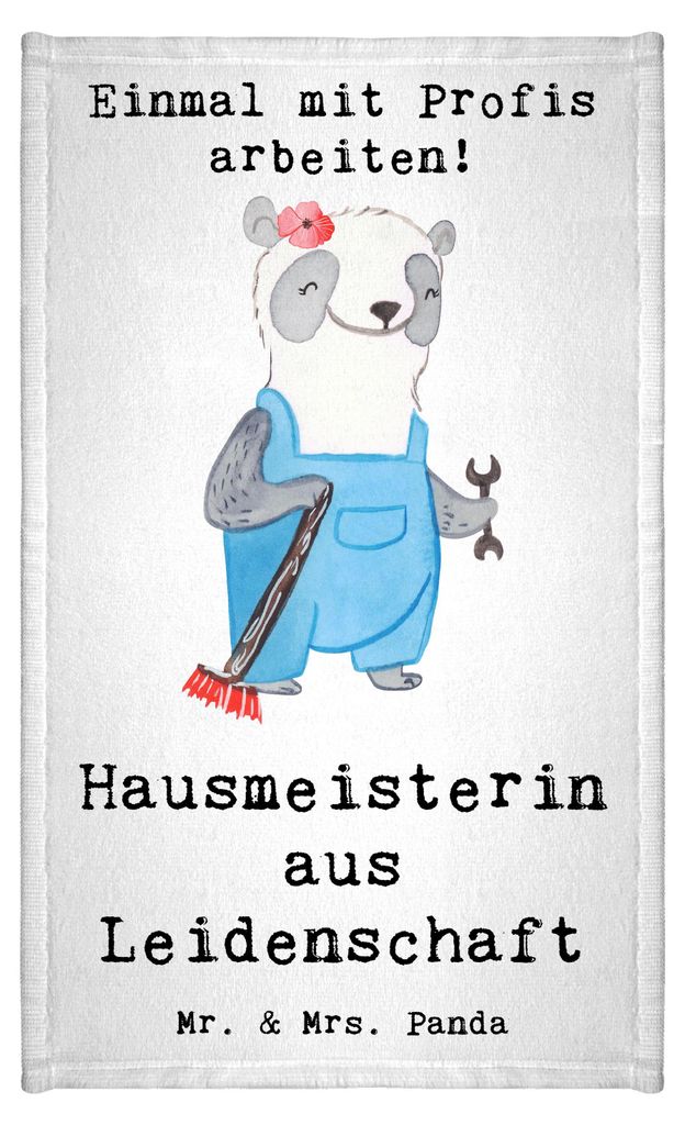 Mr. & Mrs. Panda gäste wc handtuch Hausmeisterin Leidenschaft - Weiß - Geschenk, Gäste-WC, Kleines, Concierge, Gästetuch, Facility Manager, Spr...