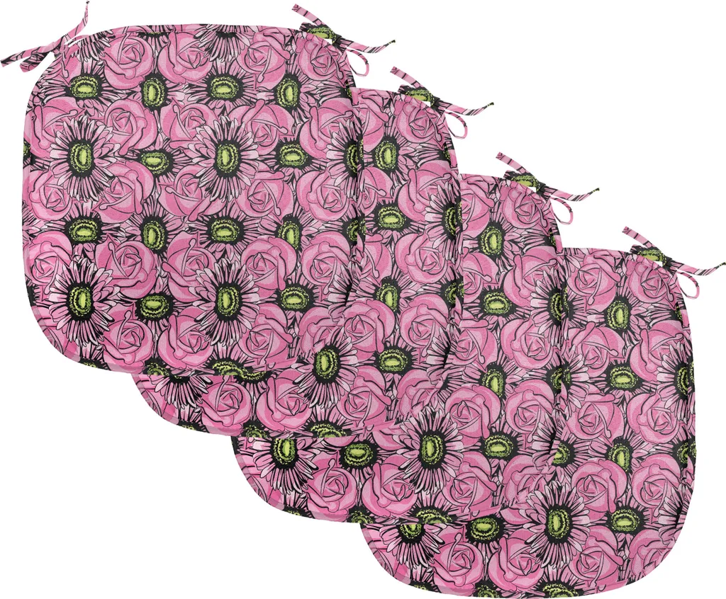 Offerta Set 4 Cuscini Sedie ABAKUHAUS Rose e Gerbere Waterproof 40x40