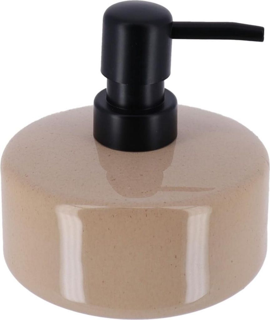TENDANCE | Seifenspender - Pumpspender - 400 ml - beige - aus Steinzeug - Flüssigseifenspender - Lotionspender