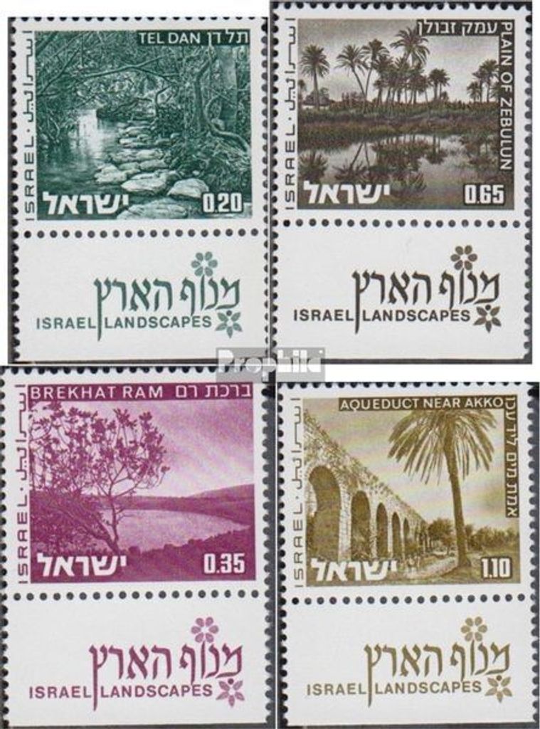 Briefmarken Israel 1973 Mi 598x-601x mit Tab (kompl.Ausg.) gestempelt Landschaften