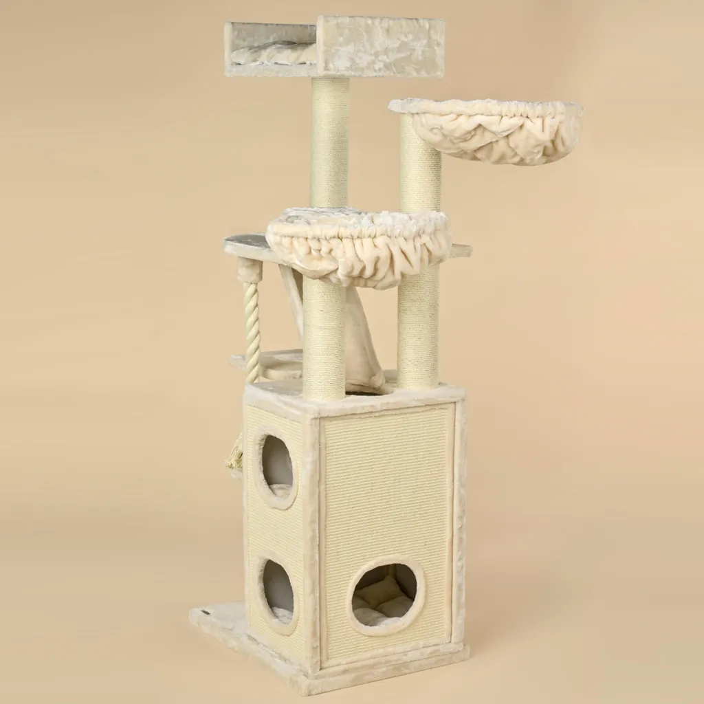 Arbre à Chat XXL pour Grand Chat Maine Coon - Maison Cat Penthouse Beige - 4