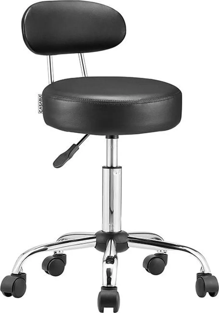 Tabouret pivotant réglable noir : confort en simili cuir et design moderne