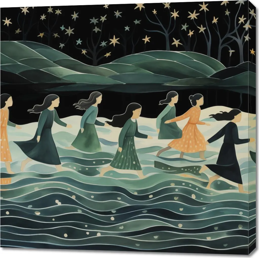 Quadro su Tela Processione Notturna 90x90 - Eleganza Senza Tempo