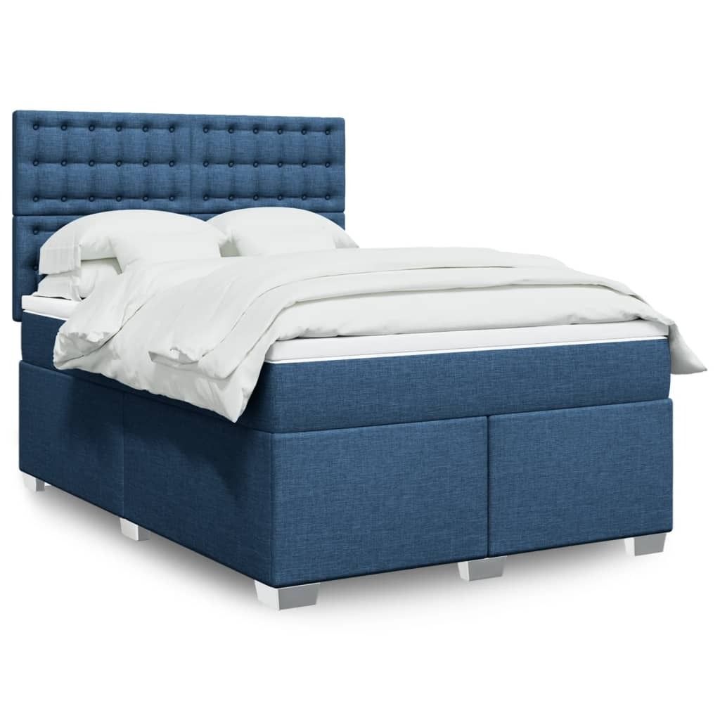Eleganter Boxspringbett - HOMMIE - Doppelbett - Moderne design, mit Matratze Blau 140x190 cm Stoff GermanyMöbel 71541 - Klassische Betten