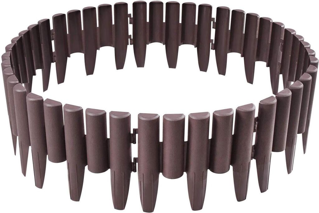YUENFONG Kunststoff Rasenkante 2,8m Holz Optik Garden Border aus Polypropylen, Palisade Garten dekorativ, 1 Element BxHxT: 28x24x1 cm, Braun