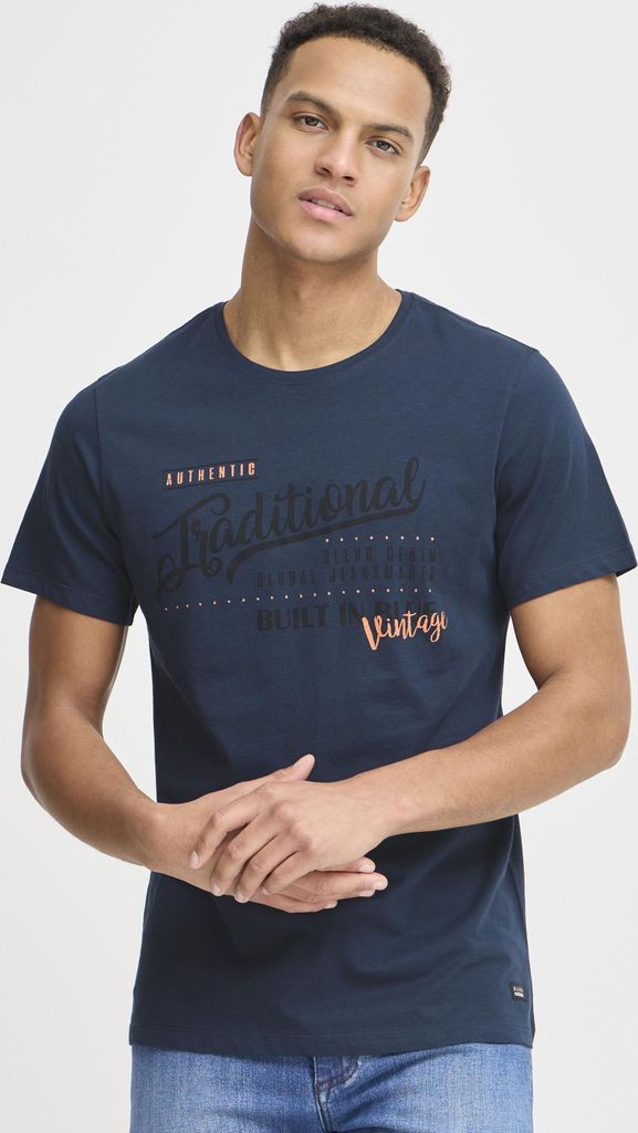 BLEND BHDoppler Herren T-Shirt Kurzarm Shirt mit Print Rundhals-Ausschnitt 100% Baumwolle Regular fit