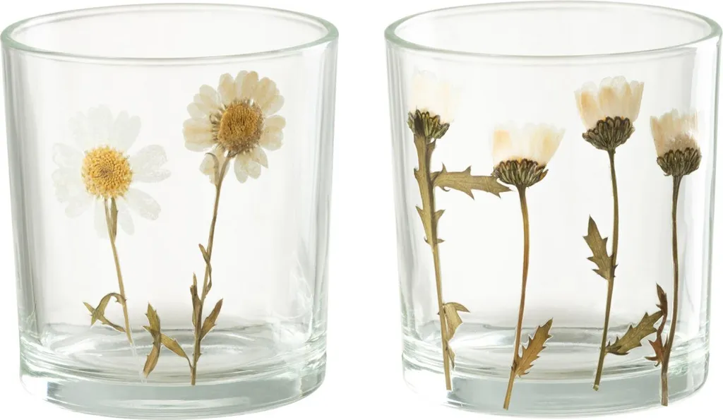Porte-bougie marguerite pour ambiance zen - Lot de 2 photophores J-Line
