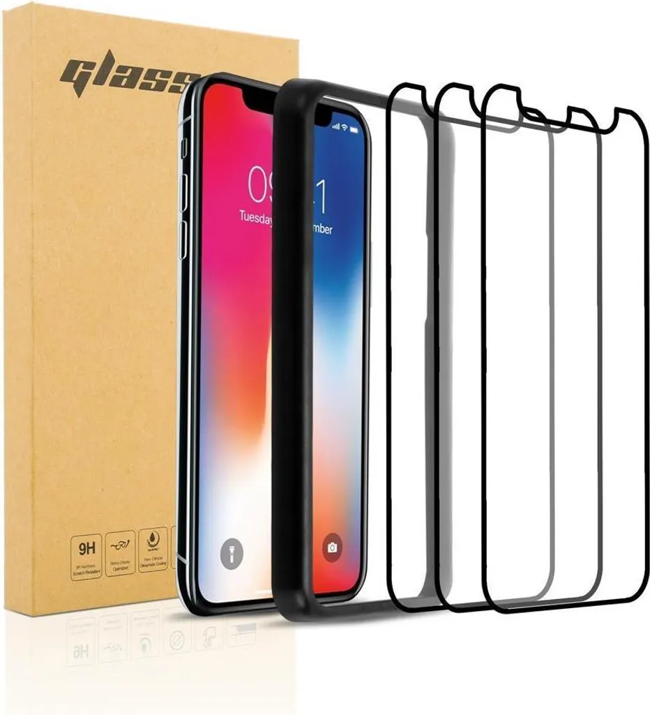 Cadorabo 3x pellicola blindata per Apple iPhone XR pellicola protettiva in nero Vetro temperato di protezione del display