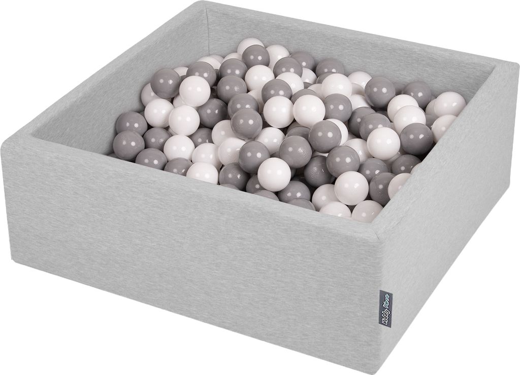 KiddyMoon Bällebad 90x30cm 300 Bälle ∅7cm Quadrat Bällepool Mit Bunten Bällen Für Babys Und Kinder